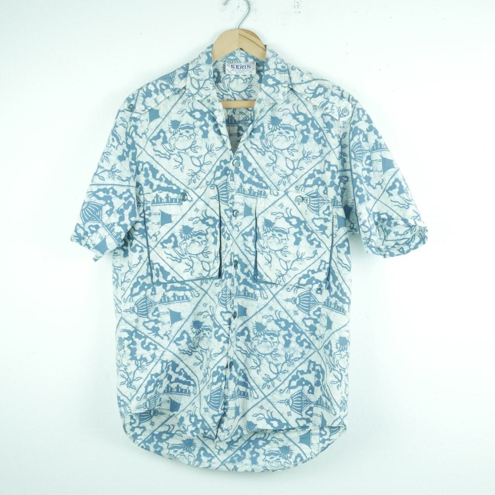 Vintage M Cabana Shirt Short Sleeve Indonesia Batik Tropical Tiki Beach Surf